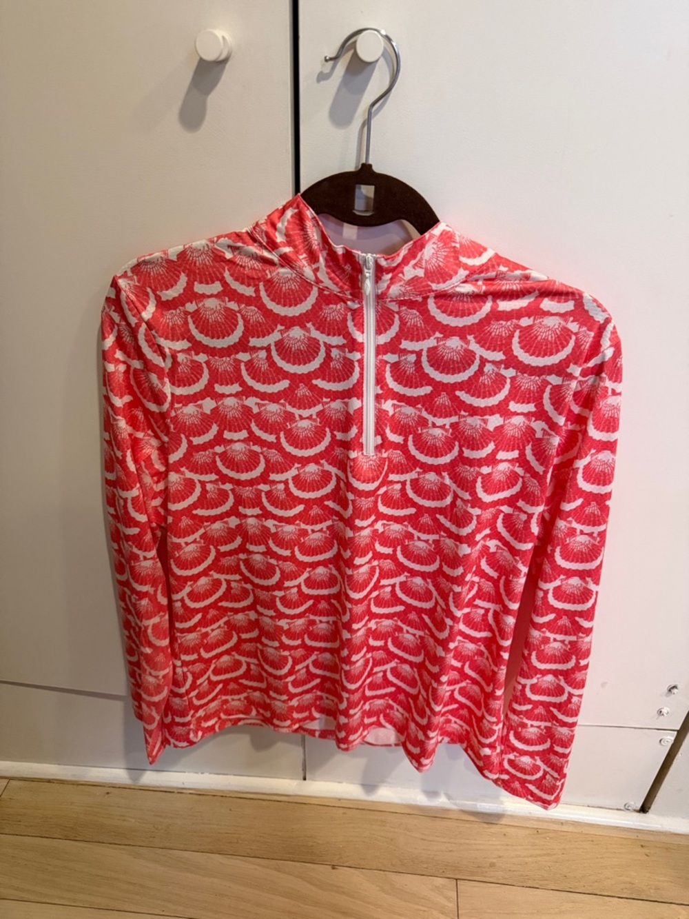 X by Gottex Coral and White Patterned Long Sleeve Jersey